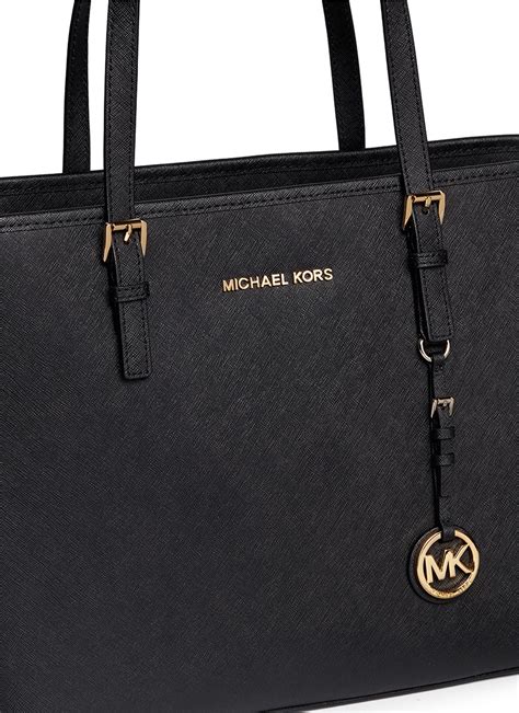 michael michael kors jet set travel east west tote luggage|black saffiano leather tote.